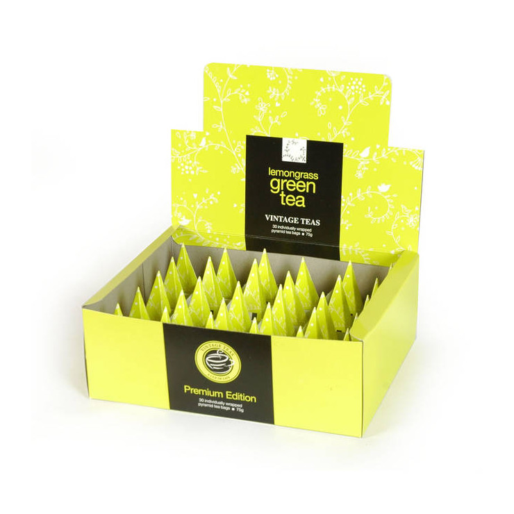 Green Tea Lemongrass 30 individually Wrapped Pyramid Box